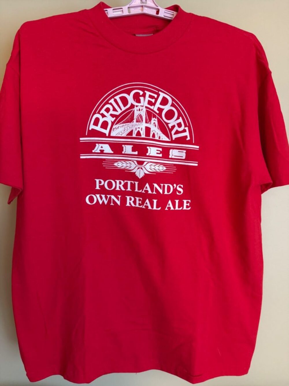 Men's VTG Red T-Shirt XXL - Bridgeport Ales - USA Made - Oneita - Cotton, SS